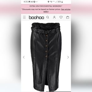 Boohoo Faux Paperbag Leather Skirt - Size 4 - Black